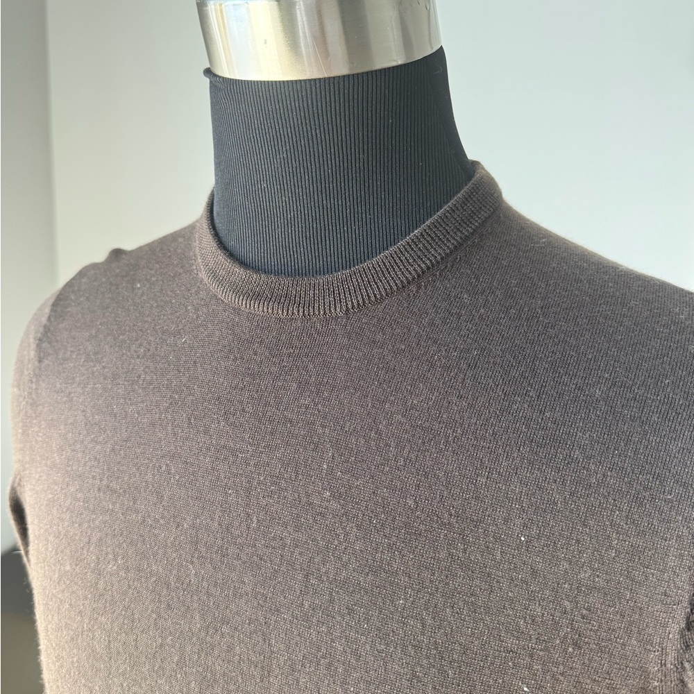Brown Merino Wool Long Sleeve Crewneck